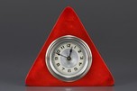 New Haven Triangle Laminated Catalin Clock in Red and Black